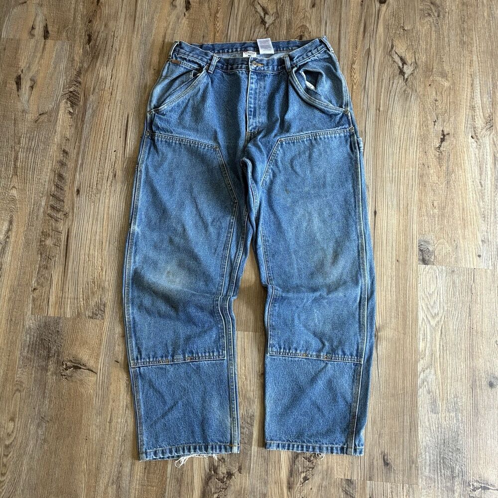 Sorel Men’s Blue Medium Wash Relaxed Fit Double Knee Denim Jeans